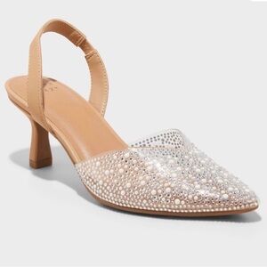 NWT a new day Embellished Pointed-Toe Slingback Pumps